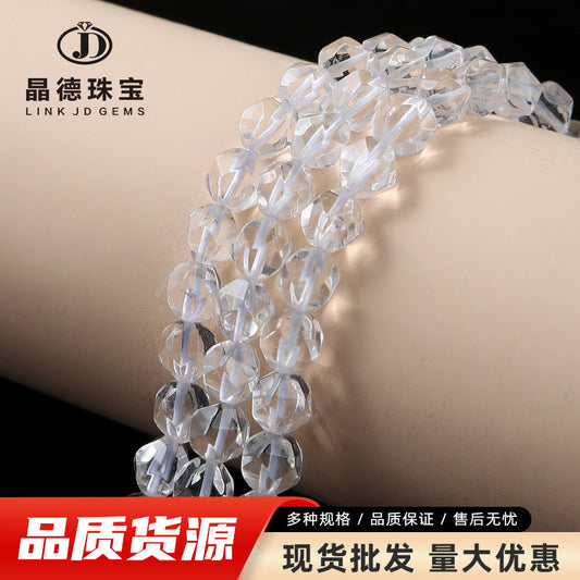 6/8Mm natural white crystal faceted rhombus beads