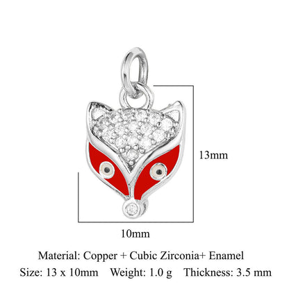 Copper zircon DIY animal necklace bracelet pendant