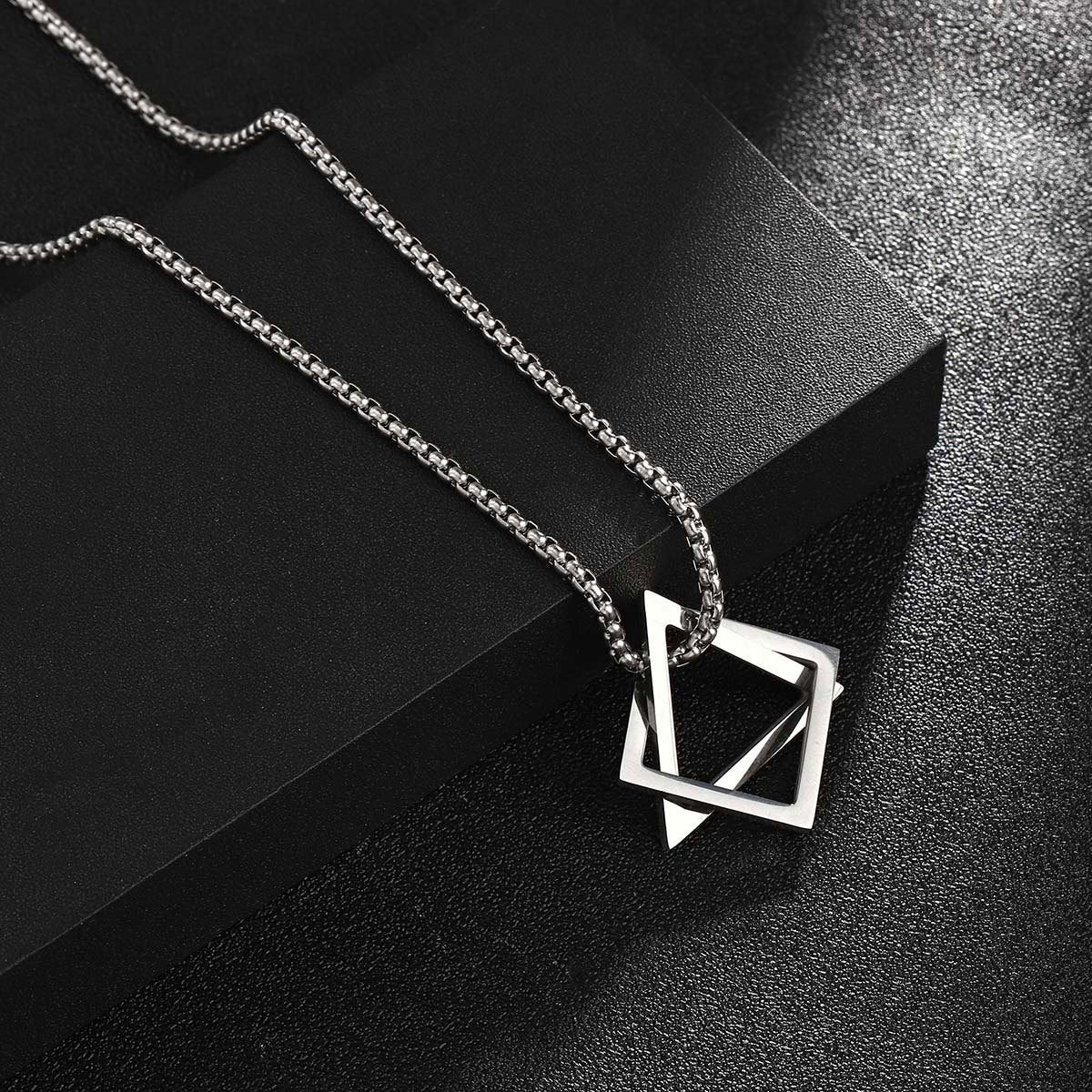 Triangular Hip Hop Titanium Steel Necklace