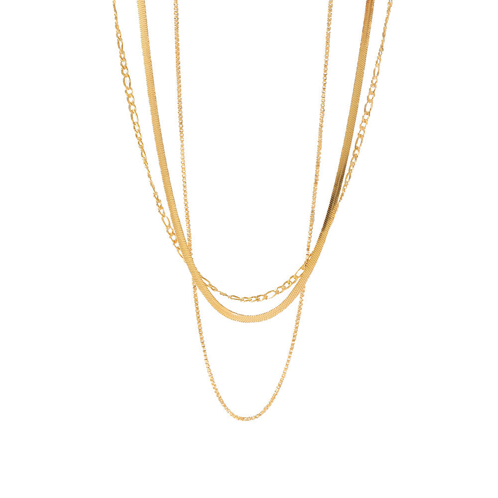 Gold Blade Chain Figaro Chain Necklace