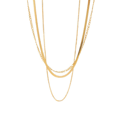 Gold Blade Chain Figaro Chain Necklace