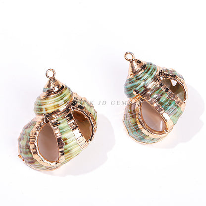 Electroplated green conch hollow pendant