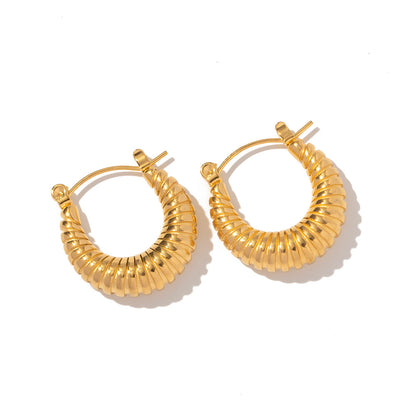 Screw Circle Croissant Earrings