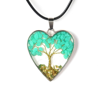 Love shape tree of life gravel resin handmade pendant