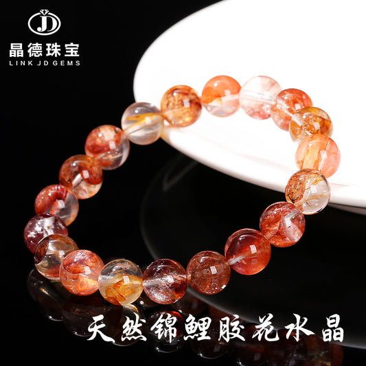 Natural Koi Red Gum Flower Crystal Bracelet