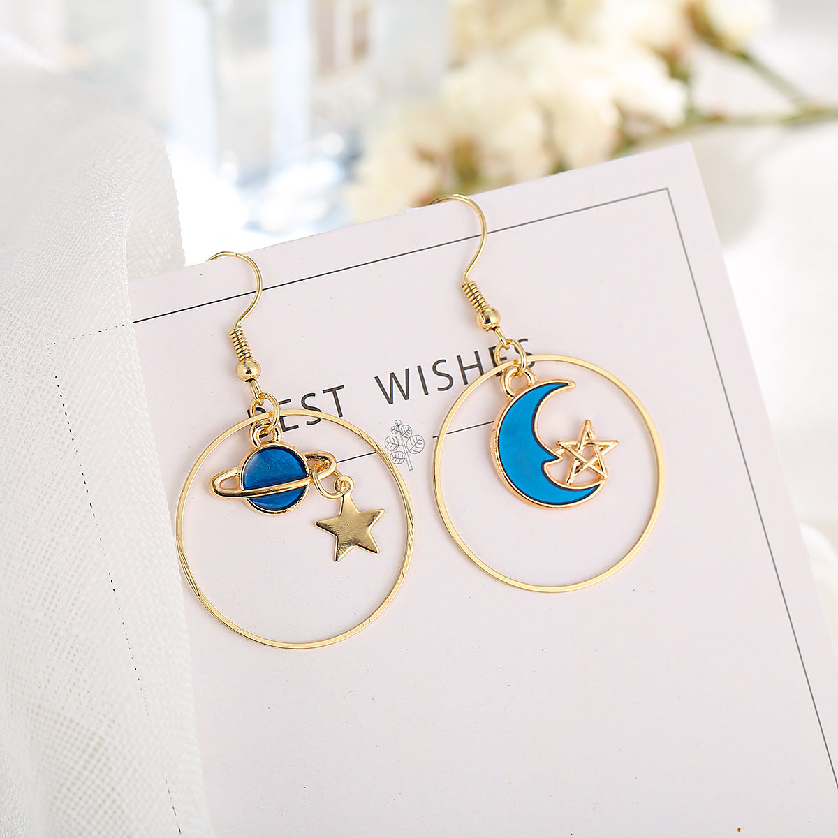 Blue starry sky star earrings shopee earrings