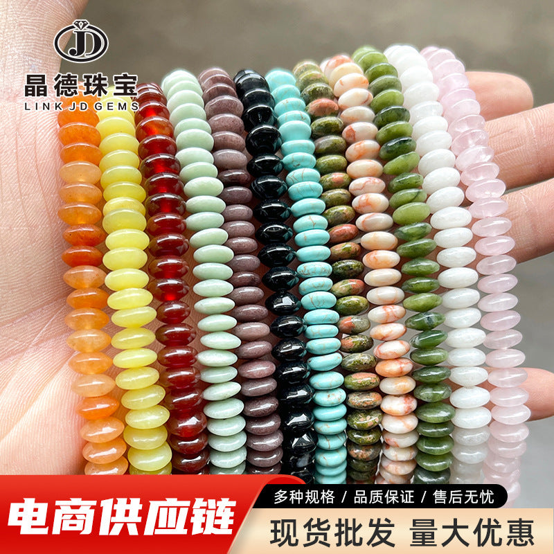 8 * 4Mm natural stone crystal agate flying saucer shaped loose bead spacer