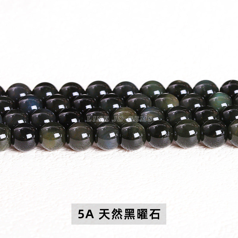 Natural black gold obsidian, round beads loose beads