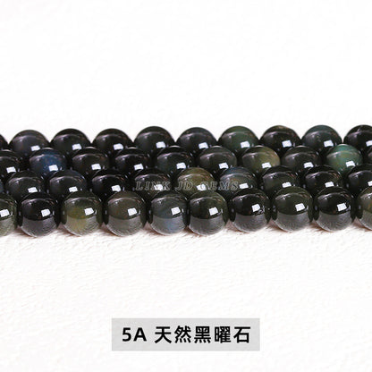 Natural black gold obsidian, round beads loose beads