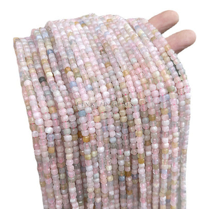 4-5Mm natural morganite faceted square loose beads