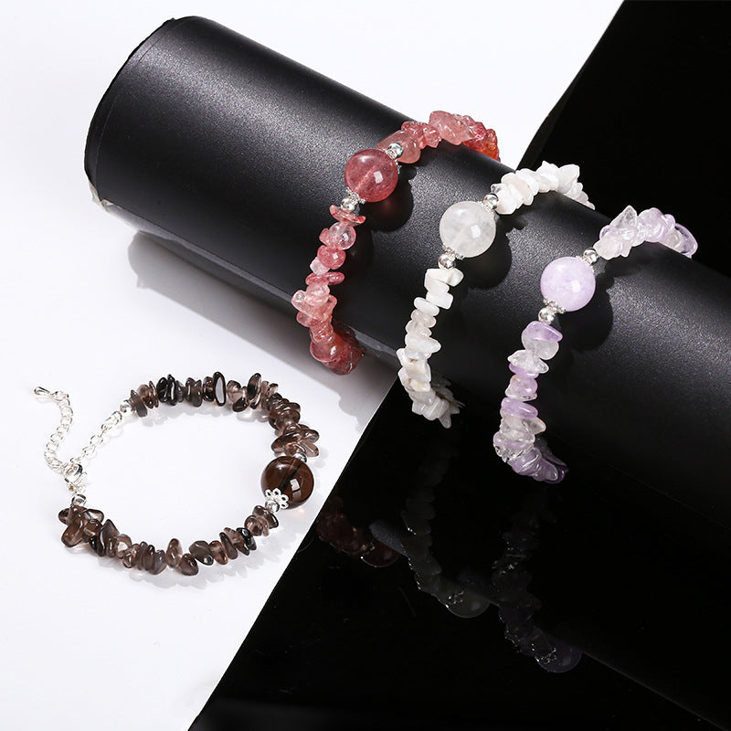 Natural amethyst crystal gravel transfer bead bracelet