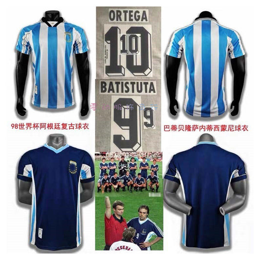 98 World Cup Argentina Retro Batistuta Ver¨®n Zanetti Simeone Ortega Jersey