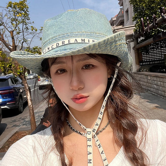 Outdoor Letter Strap Sun Hat