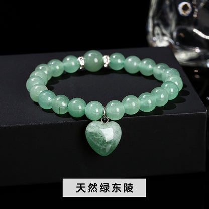 Natural powder crystal love pendant bracelet