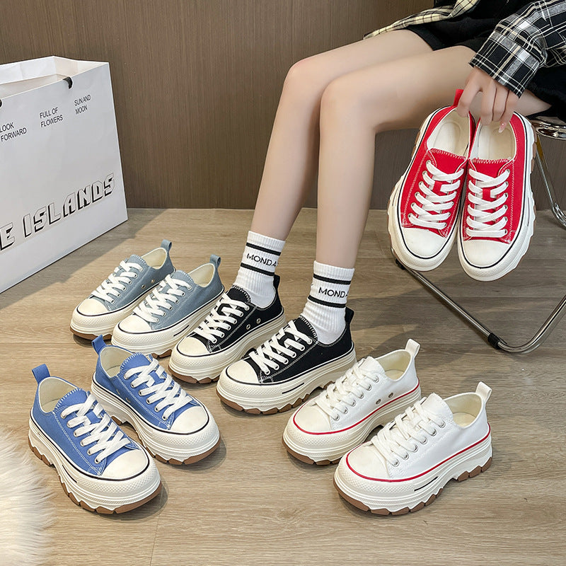 Spring Canvas Sneakers Women Stylish Platform Shoes"