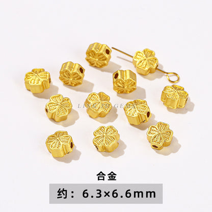 14/18K gold nine-character needle ball needle flower holder copper ring heart shape