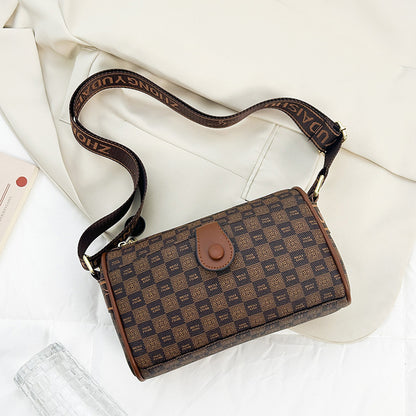 Retro versatile printed letter texture women's bag