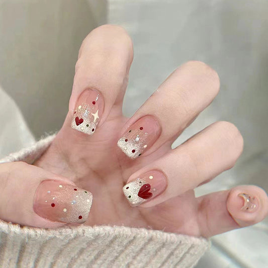 Star Heart Short T Nail Stickers 24 Pieces