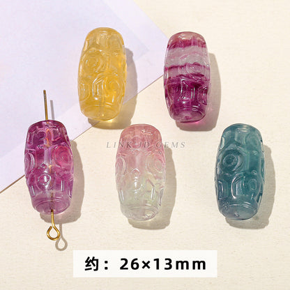 Color fluorite paper pattern barrel bead crystal engraving accessories