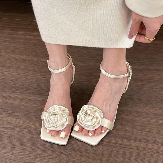 Flower high heel sandals women