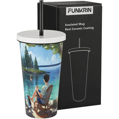 500Ml Stainless Steel Straw Cup