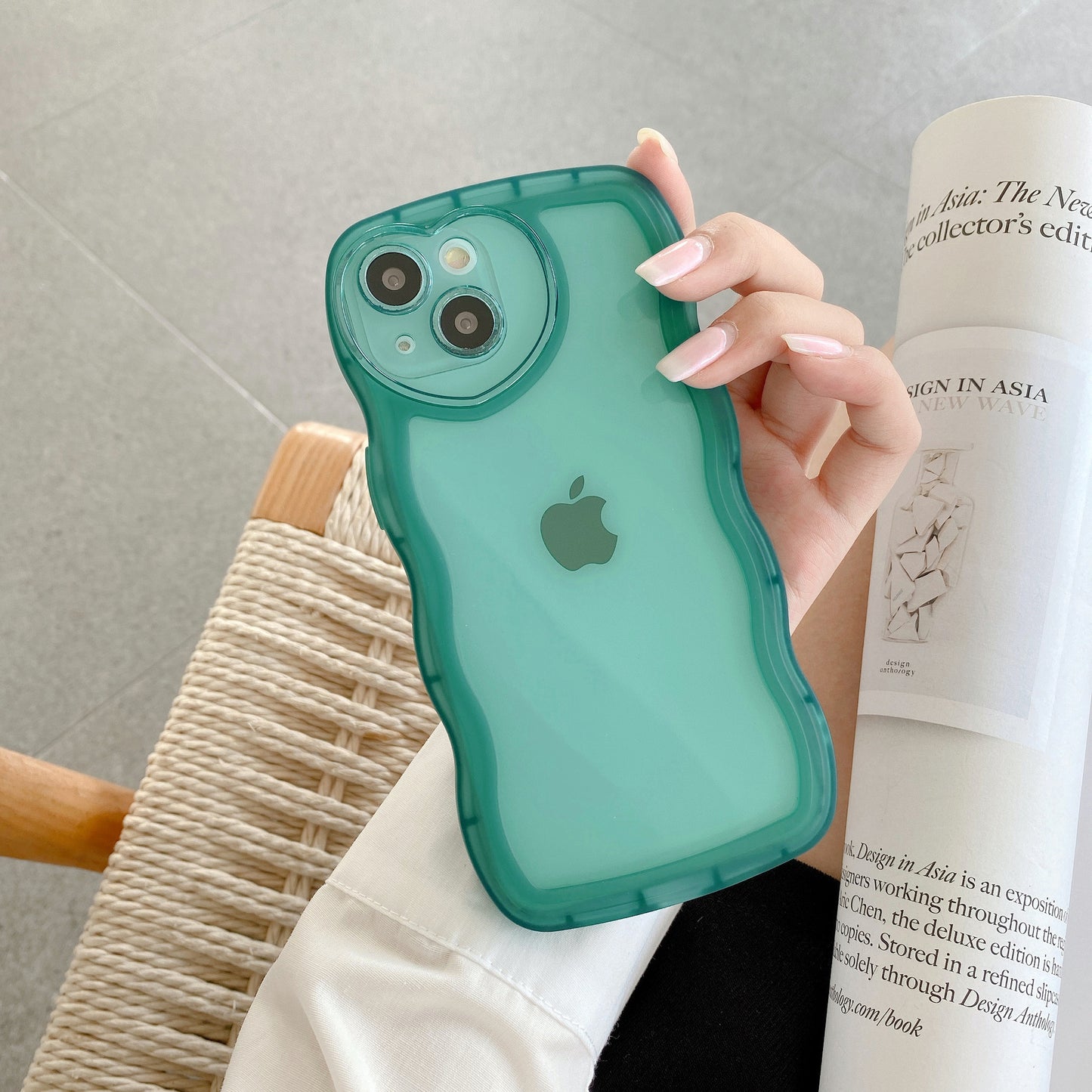 Funda de TPU transparente con diseño de ondas de corazón para iPhone 14 Pro, 8P, XS Max