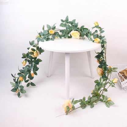 Rose vine artificial flower wall plastic artificial green plant wall hanging