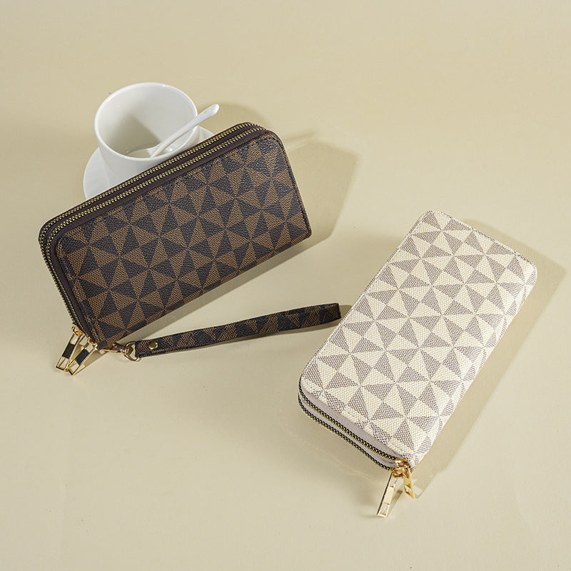 Printed pu wallet mobile phone bag