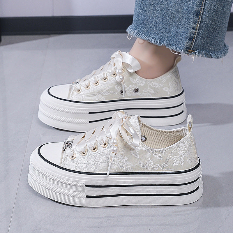 Thick-soled canvas shoes ins white shoes