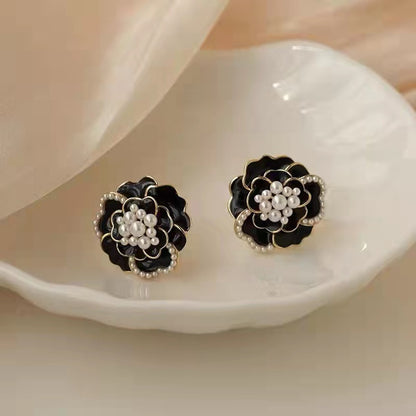 Pearl White Camellia Earrings