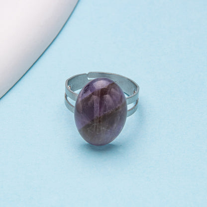 Crystal Oval Adjustable Ring