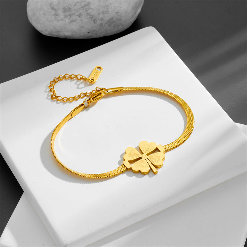 Lucky Clover Stainless Steel Bracelet