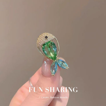 Diamond Fish Brooch Female