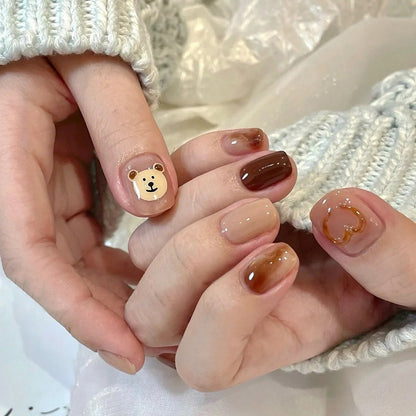 Caramel Bear Gradient Nails