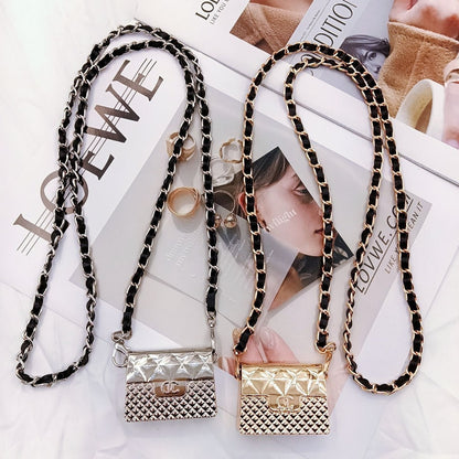 Pearl chain metal box bag women's summer