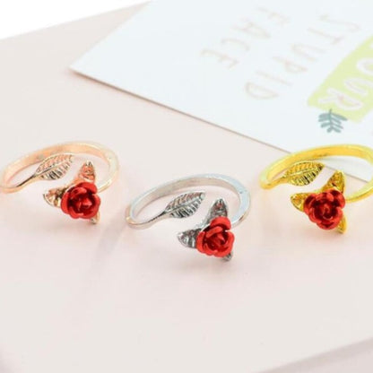 Alloy Adjustable Opening Rose Ring