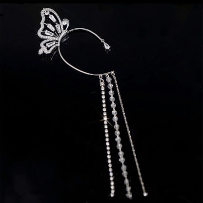 Micro-inlaid zircon butterfly fluttering ear hanging