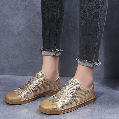 Sequined front lace-up casual shoes