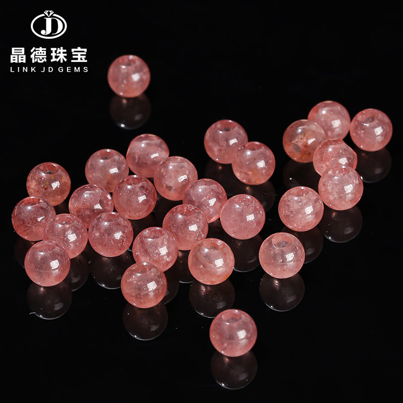 8Mm Natural Strawberry Crystal Macroporous Beads Loose Beads