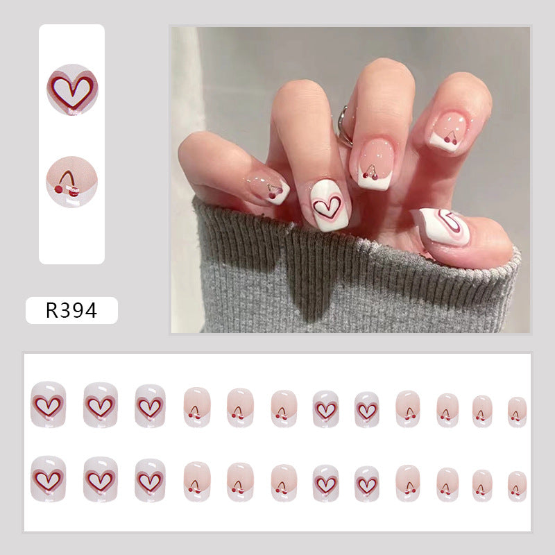 Wearable Blush Short Removable Nail Stickers