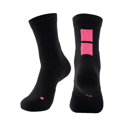 Adult Mid-Calf Gradient Basketball Socks Thick Sports Socks