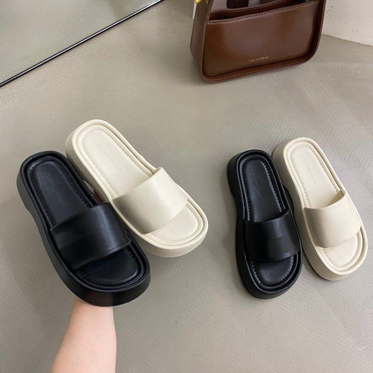 Flat bottom cool slippers women