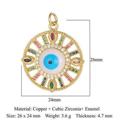 Devil's Eye Copper Zircon DIY Jewelry Pendant