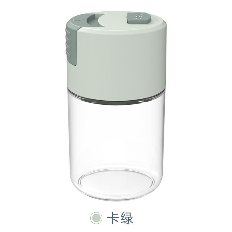 Press Salt Container, Measuring Salt Shaker, Glass Spice Jar