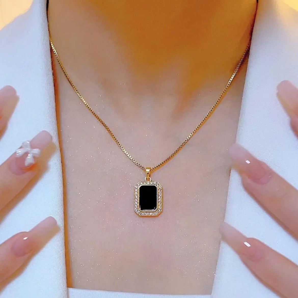 Black rectangular necklace