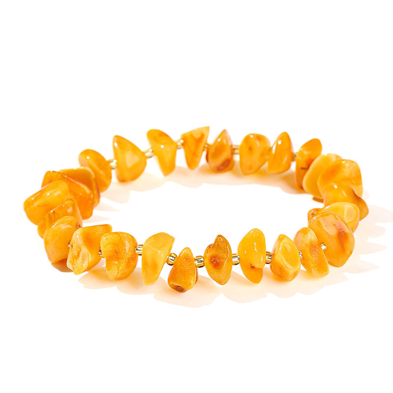 Natural old beeswax with rough stone bracelet