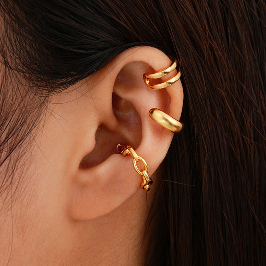 Women's three-piece multi-layer C-shaped ear clip