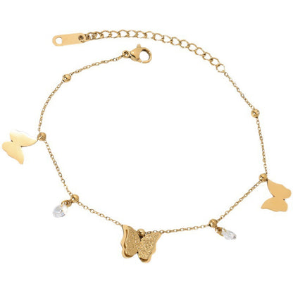 Golden butterfly anklet woman