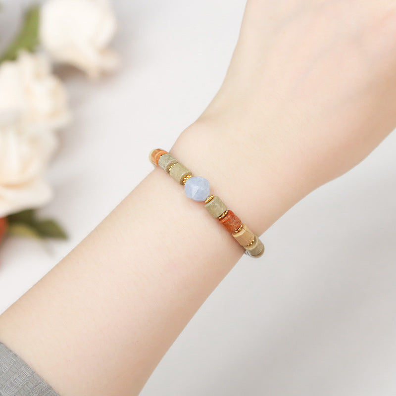 Natural Shoushan stone round tube bracelet.