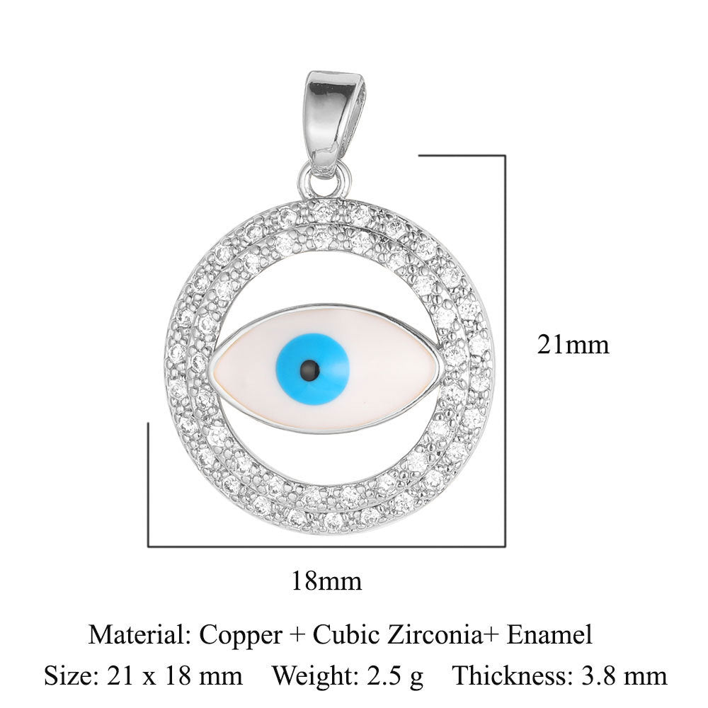 Copper zircon pendant evil eye blue eyes